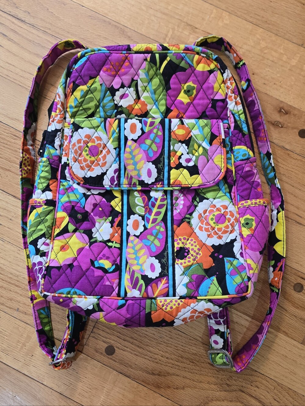 Vera Bradley Quilted Backpack Purse Va Va Bloom Floral Pattern Vintage Style